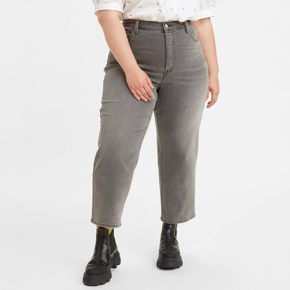 NWT Levi's Ribcage‎ Ankle Straight Button Fly Gray Wash Size 22W - Picture 1 of 12